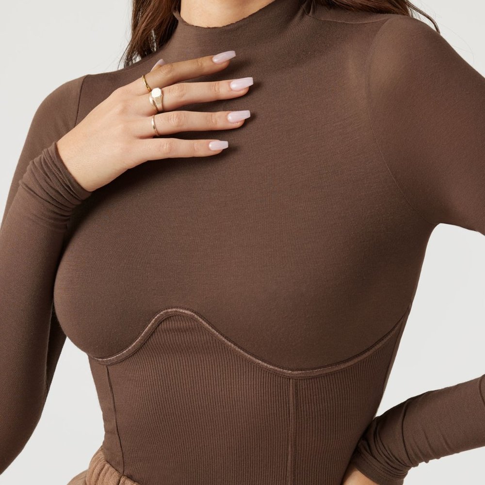 Brown Flexrib CORSET LONG SLEEVE